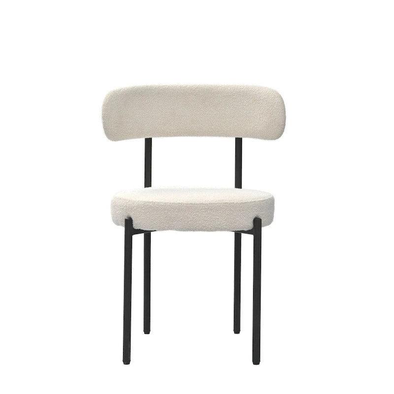 Chaises de salle à manger en bouclette, chaise à dossier incurvé de style Mid-Century Moderne, lot de 2