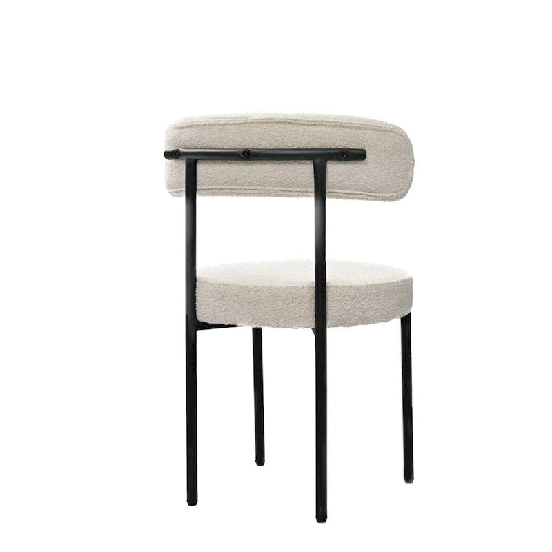 Chaises de salle à manger en bouclette, chaise à dossier incurvé de style Mid-Century Moderne, lot de 2