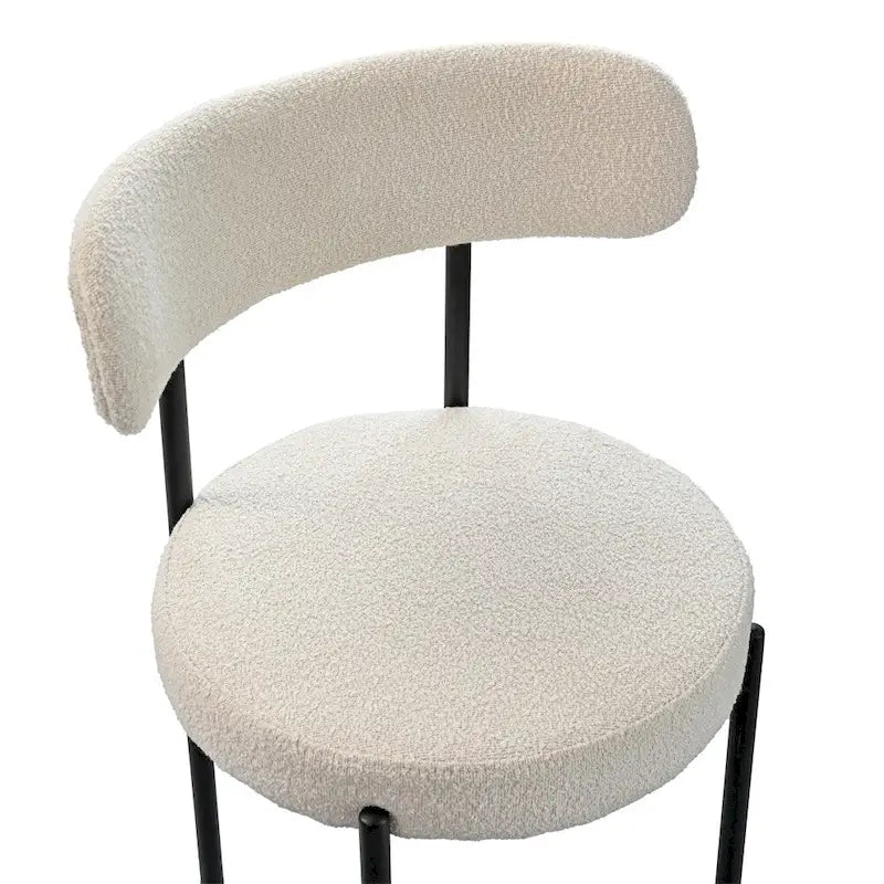 Chaises de salle à manger en bouclette, chaise à dossier incurvé de style Mid-Century Moderne, lot de 2