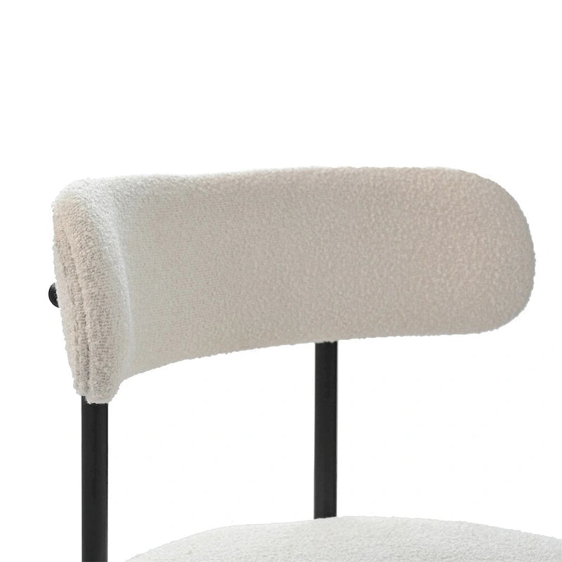 Chaises de salle à manger en bouclette, chaise à dossier incurvé de style Mid-Century Moderne, lot de 2
