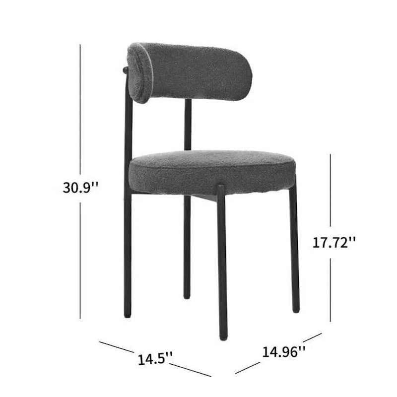 Chaises de salle à manger en bouclette, chaise à dossier incurvé de style Mid-Century Moderne, lot de 2