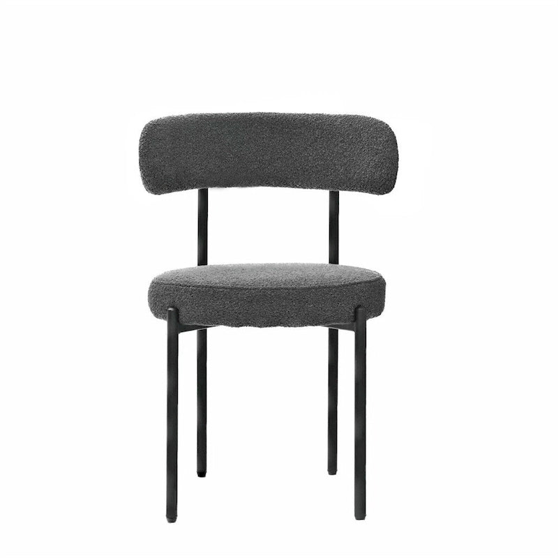 Chaises de salle à manger en bouclette, chaise à dossier incurvé de style Mid-Century Moderne, lot de 2