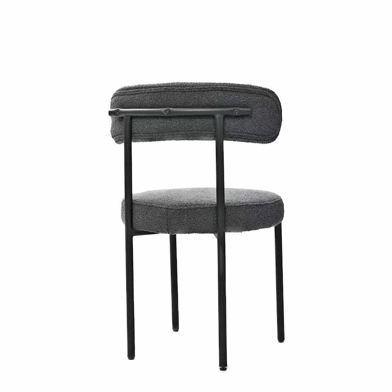 Chaises de salle à manger en bouclette, chaise à dossier incurvé de style Mid-Century Moderne, lot de 2