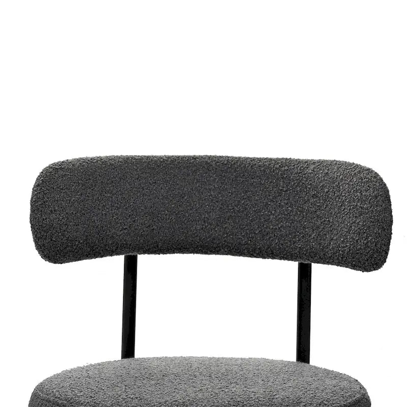 Chaises de salle à manger en bouclette, chaise à dossier incurvé de style Mid-Century Moderne, lot de 2