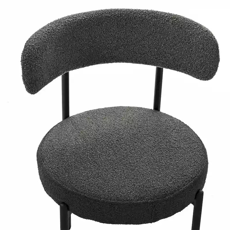 Chaises de salle à manger en bouclette, chaise à dossier incurvé de style Mid-Century Moderne, lot de 2