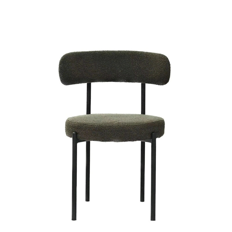 Chaises de salle à manger en bouclette, chaise à dossier incurvé de style Mid-Century Moderne, lot de 2