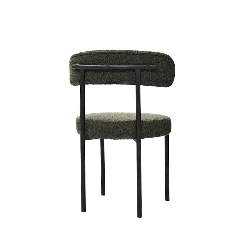 Chaises de salle à manger en bouclette, chaise à dossier incurvé de style Mid-Century Moderne, lot de 2