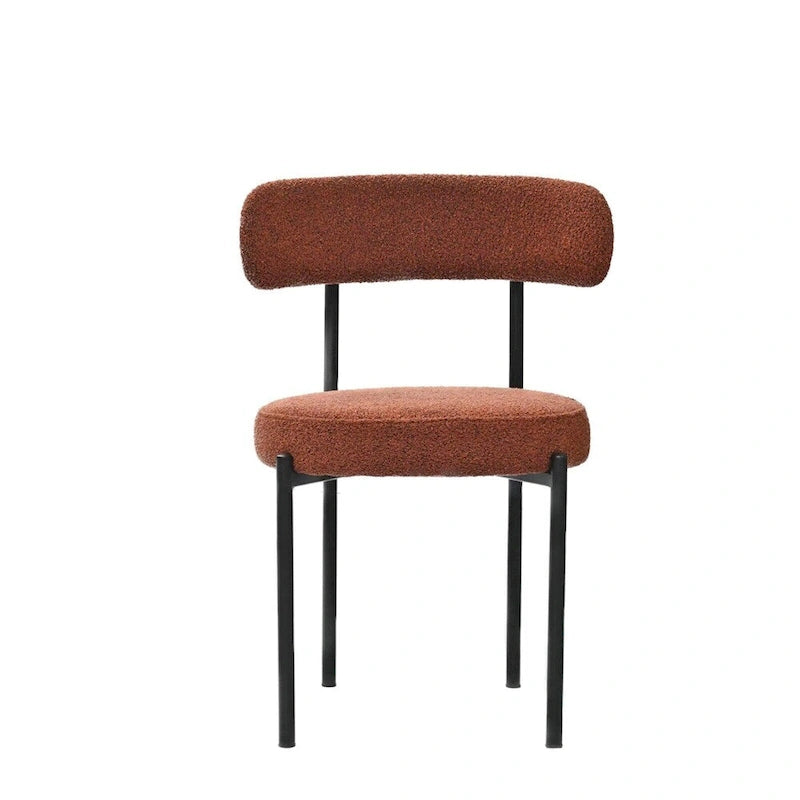 Chaises de salle à manger en bouclette, chaise à dossier incurvé de style Mid-Century Moderne, lot de 2