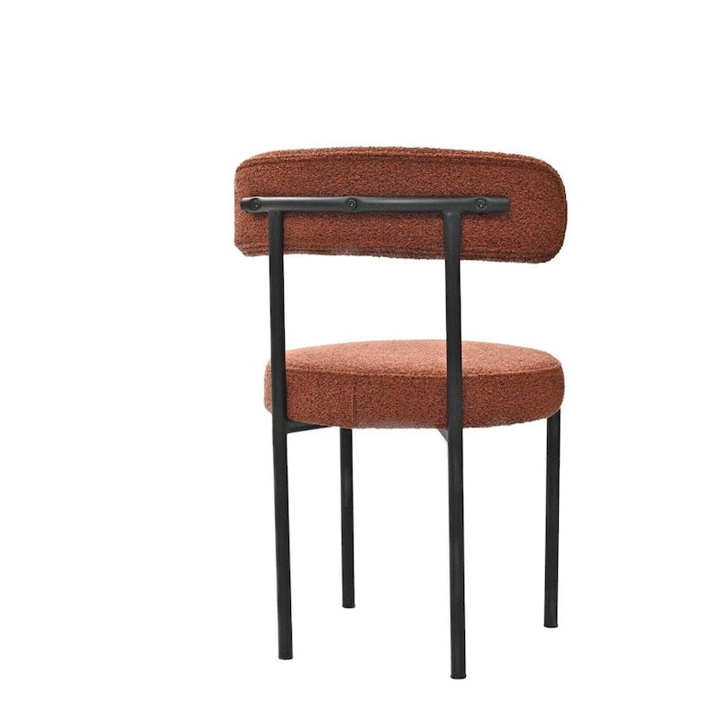 Chaises de salle à manger en bouclette, chaise à dossier incurvé de style Mid-Century Moderne, lot de 2
