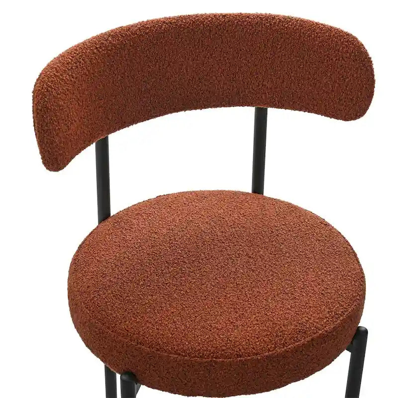 Chaises de salle à manger en bouclette, chaise à dossier incurvé de style Mid-Century Moderne, lot de 2