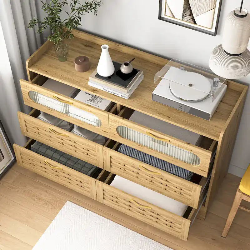Commode double large en bois avec tiroirs larges Commode moderne