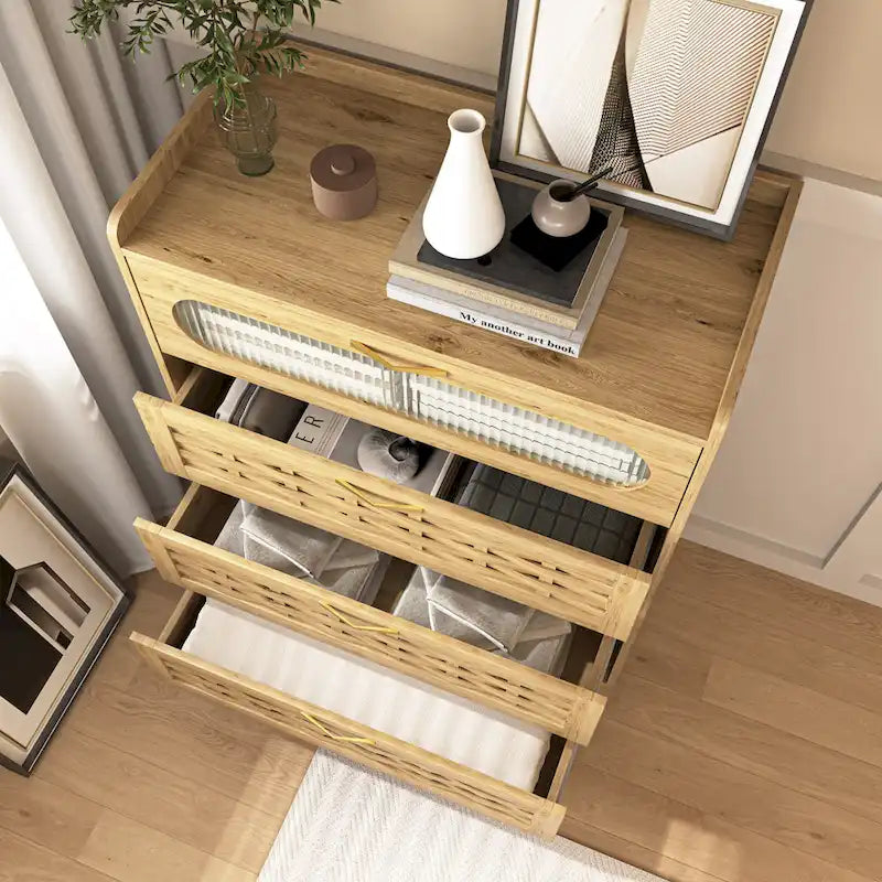 Commode double large en bois avec tiroirs larges Commode moderne