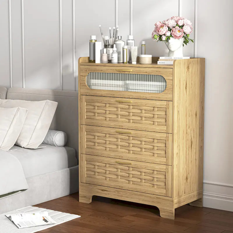 Commode double large en bois avec tiroirs larges Commode moderne