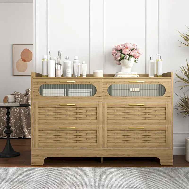 Commode double large en bois avec tiroirs larges Commode moderne