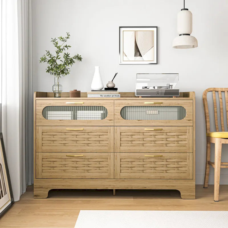 Commode double large en bois avec tiroirs larges Commode moderne