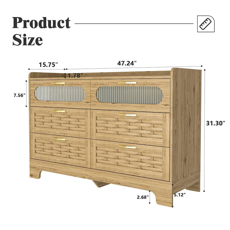 Commode double large en bois avec tiroirs larges Commode moderne