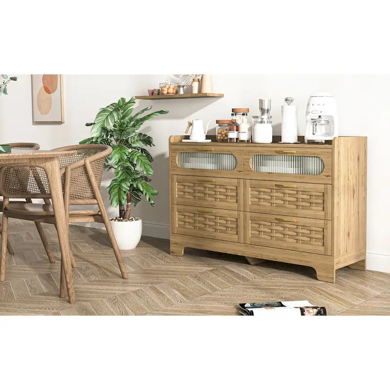 Commode double large en bois avec tiroirs larges Commode moderne