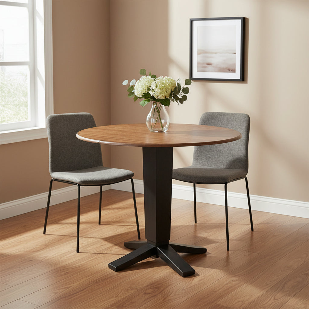 42 in Solid Wood Round Dual Drop Leaf Pedestal Counter Height Dining Table