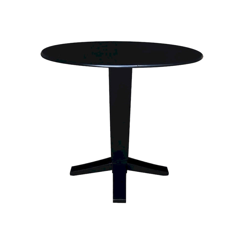 Table à manger piédestal de hauteur comptoir en bois massif de 42 po, à double abattant rond
