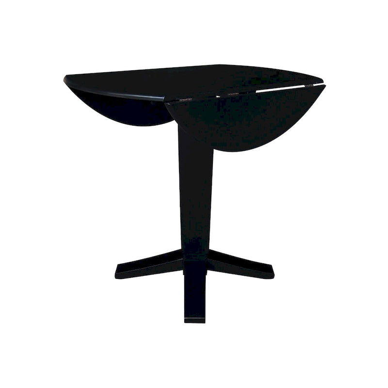 Table à manger piédestal de hauteur comptoir en bois massif de 42 po, à double abattant rond