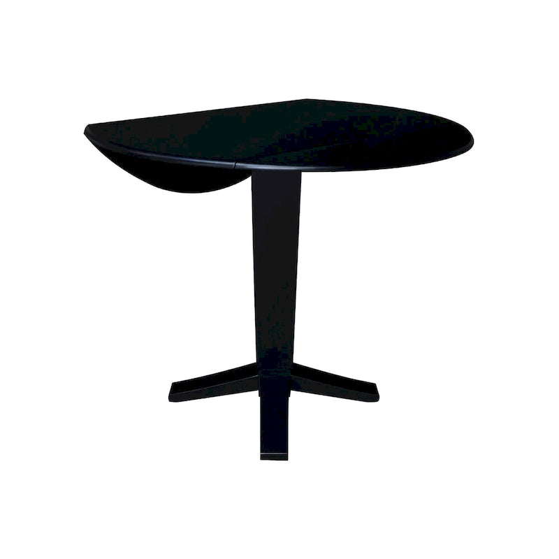Table à manger piédestal de hauteur comptoir en bois massif de 42 po, à double abattant rond