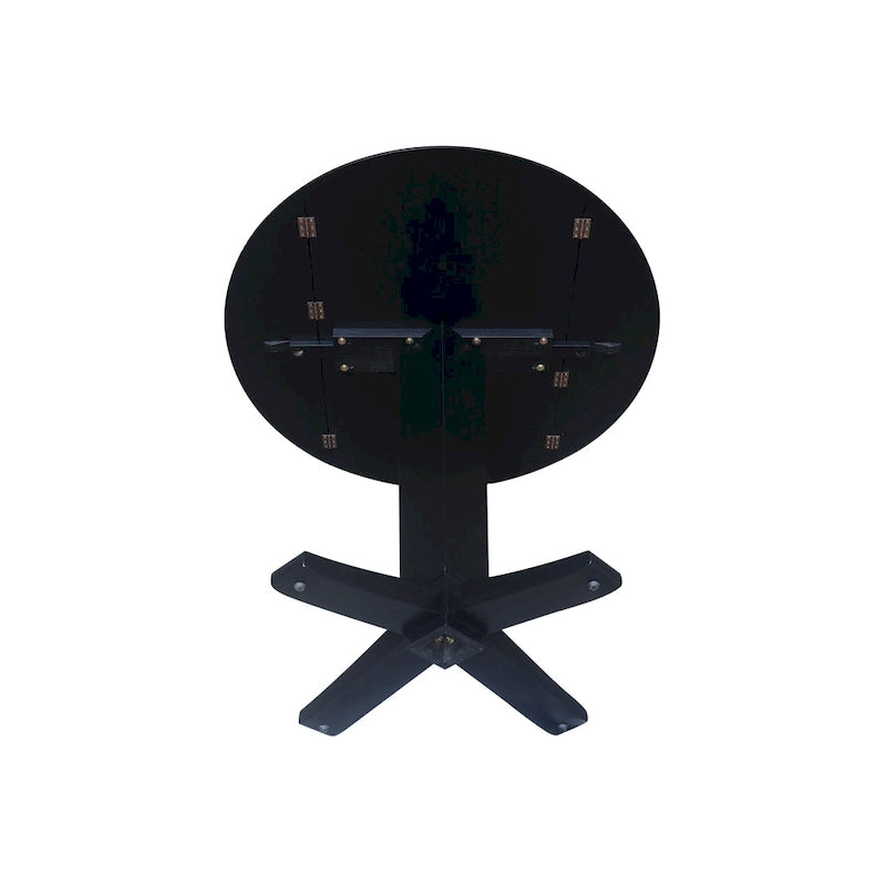 Table à manger piédestal de hauteur comptoir en bois massif de 42 po, à double abattant rond