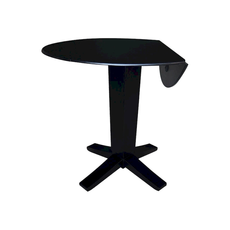 Table à manger piédestal de hauteur comptoir en bois massif de 42 po, à double abattant rond