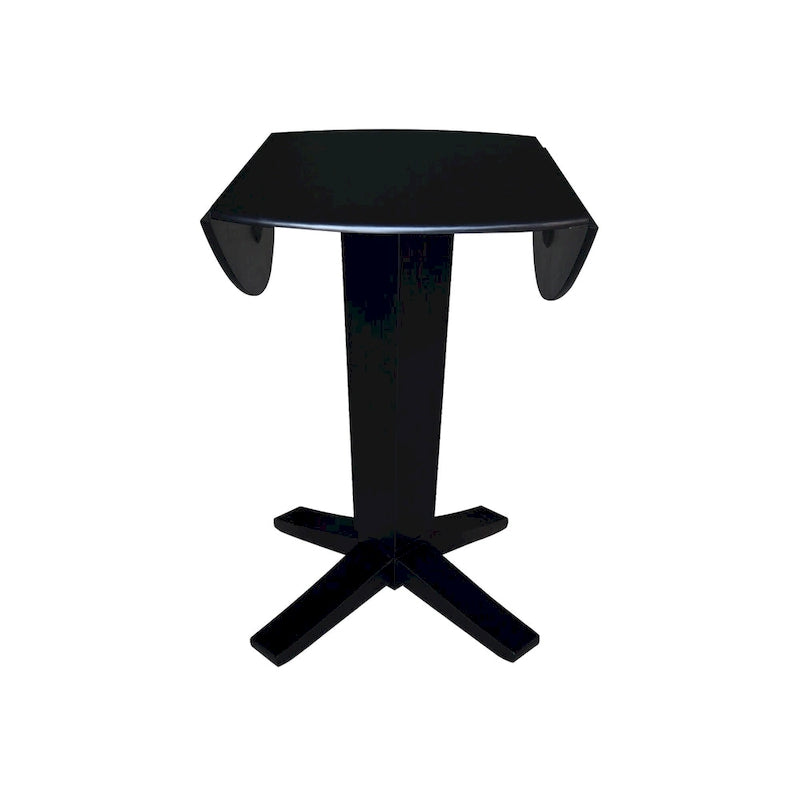 Table à manger piédestal de hauteur comptoir en bois massif de 42 po, à double abattant rond