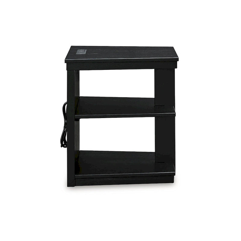 Table d'appoint noire avec ports de chargement USB - 40,6 cm L x 53,3 cm P x 61 cm H