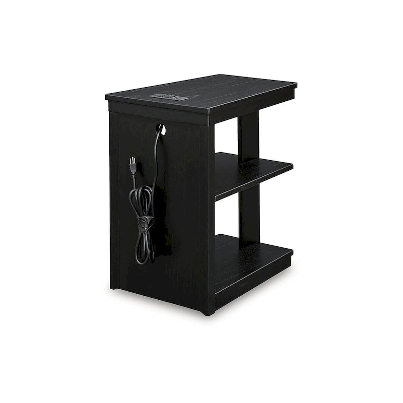 Table d'appoint noire avec ports de chargement USB - 40,6 cm L x 53,3 cm P x 61 cm H