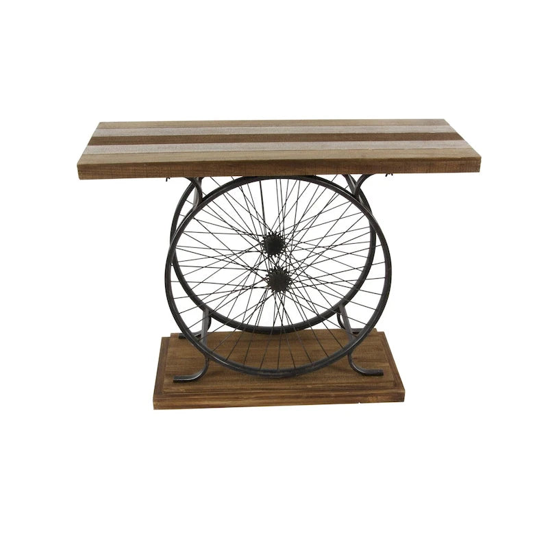 Console industrielle à lattes avec piètement à double roue et base étagée