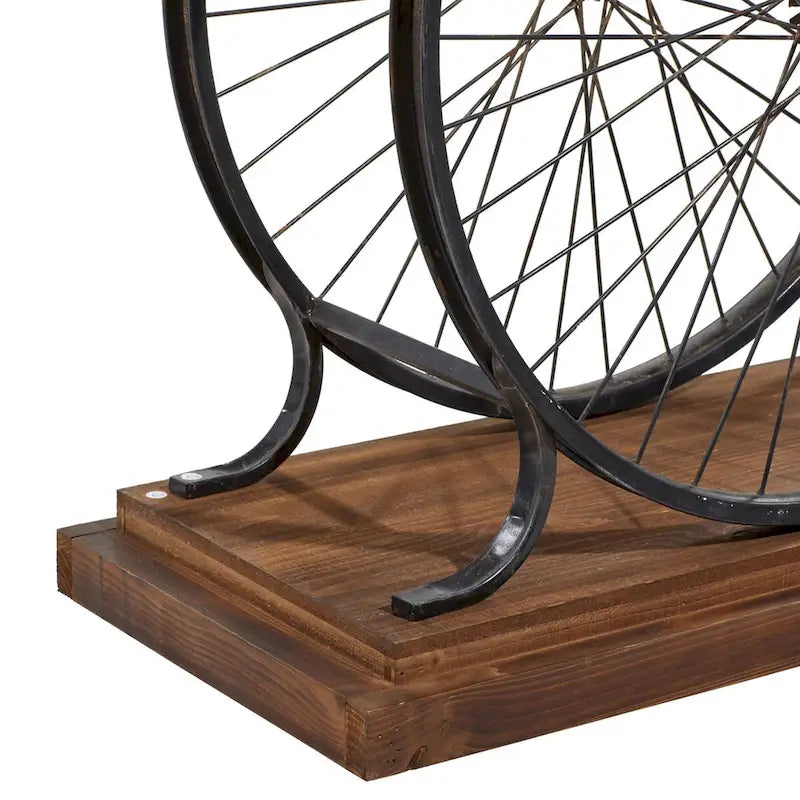 Console industrielle à lattes avec piètement à double roue et base étagée