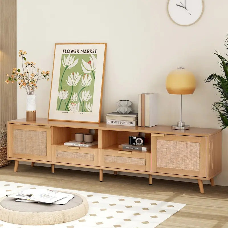 Meuble TV de style ferme moderne avec pieds en bois massif