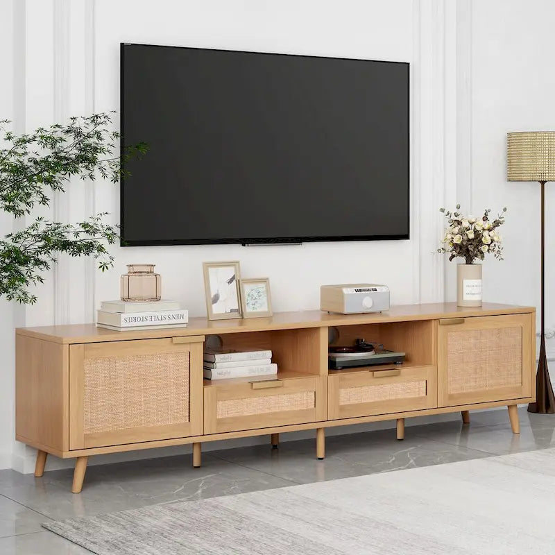 Meuble TV de style ferme moderne avec pieds en bois massif