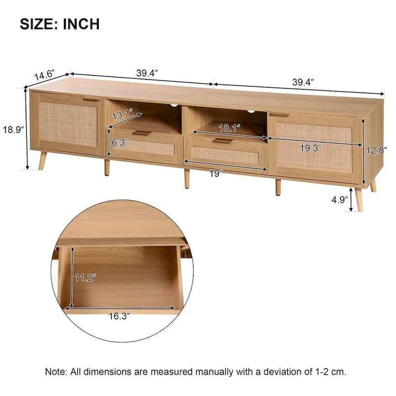 Meuble TV de style ferme moderne avec pieds en bois massif