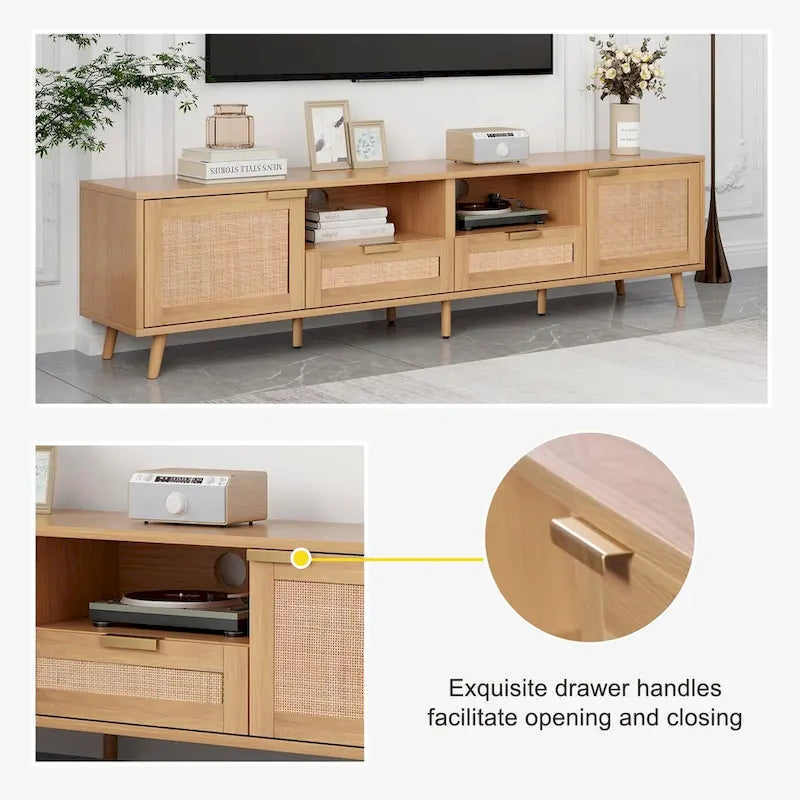 Meuble TV de style ferme moderne avec pieds en bois massif