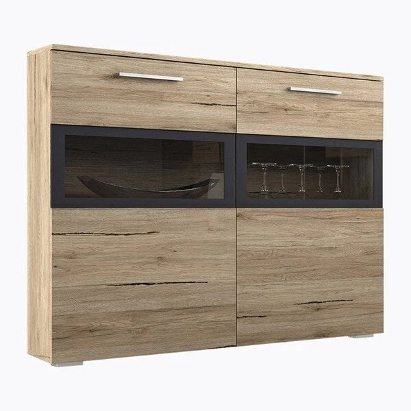 Meuble d'appoint avec écran LED et portes vitrées