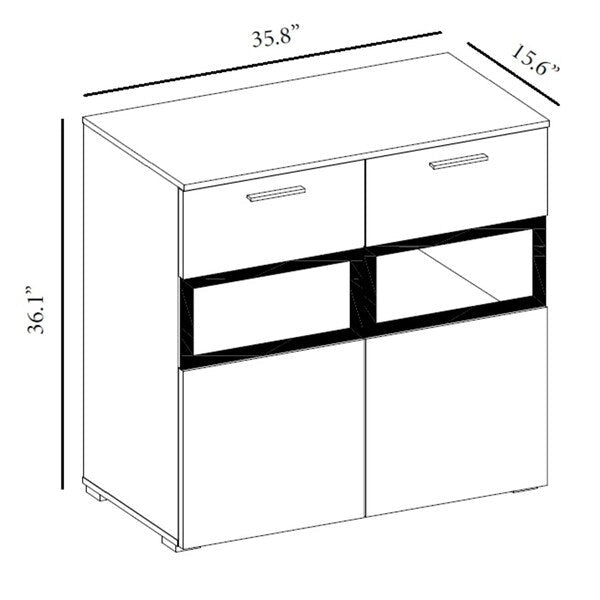 Meuble d'appoint avec écran LED et portes vitrées