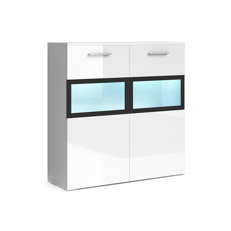 Meuble d'appoint avec écran LED et portes vitrées