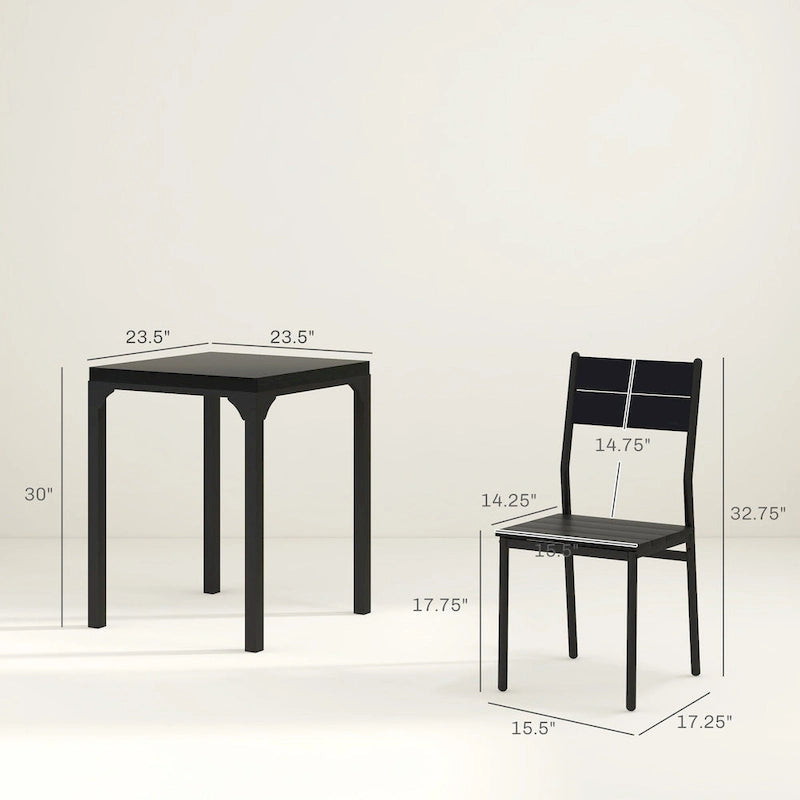 Ensemble de salle à manger 3 pièces pour 2 personnes, table et chaises de cuisine modernes pour coin repas, petit espace