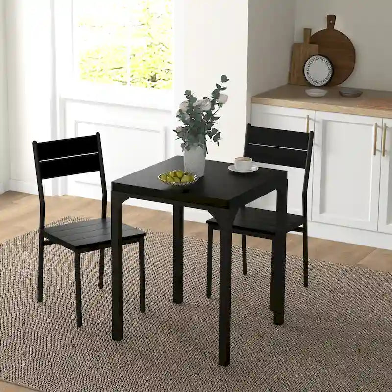 Ensemble de salle à manger 3 pièces pour 2 personnes, table et chaises de cuisine modernes pour coin repas, petit espace