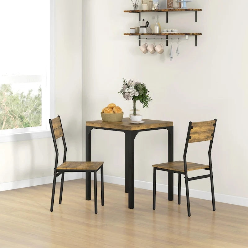 Ensemble de salle à manger 3 pièces pour 2 personnes, table et chaises de cuisine modernes pour coin repas, petit espace