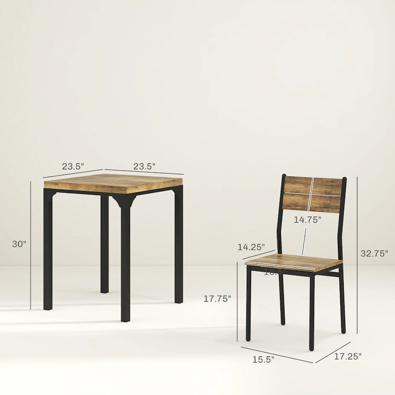 Ensemble de salle à manger 3 pièces pour 2 personnes, table et chaises de cuisine modernes pour coin repas, petit espace