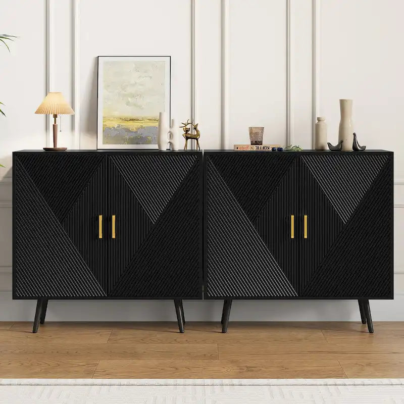 Buffet de rangement large en bois de 178 cm avec 4 portes et étagères réglables