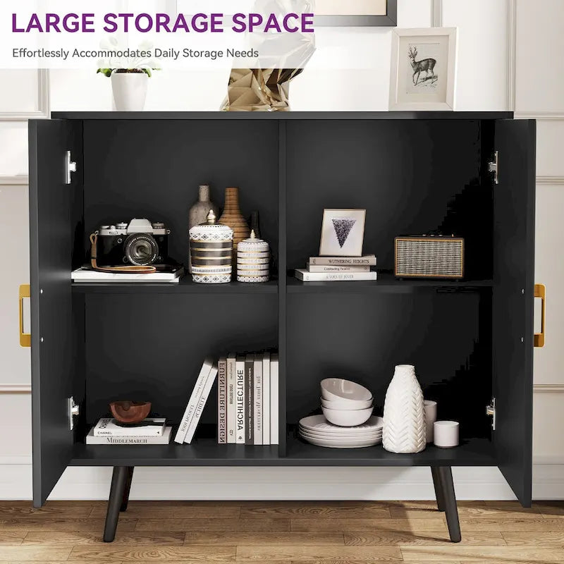 Buffet de rangement large en bois de 178 cm avec 4 portes et étagères réglables