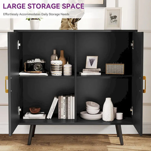 Buffet de rangement large en bois de 178 cm avec 4 portes et étagères réglables