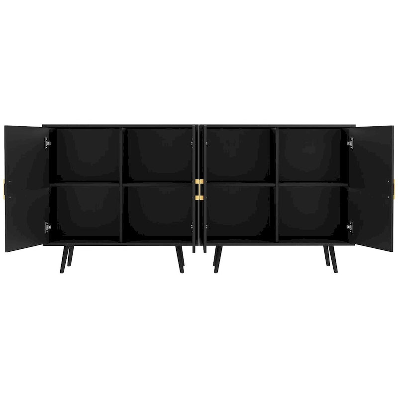 Buffet de rangement large en bois de 178 cm avec 4 portes et étagères réglables