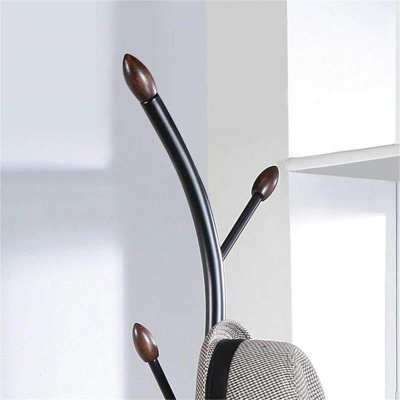 Porte-manteau sur pied en métal avec 9 crochets, motif branche