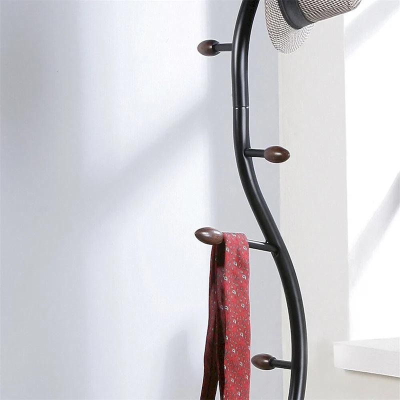 Porte-manteau sur pied en métal avec 9 crochets, motif branche