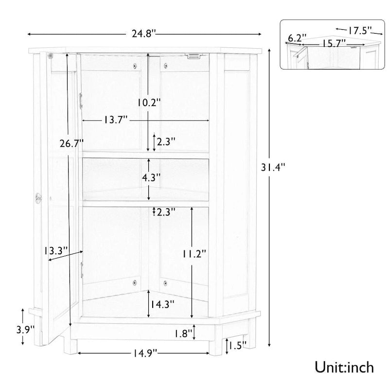 Meuble d'angle triangulaire pour salle de bain